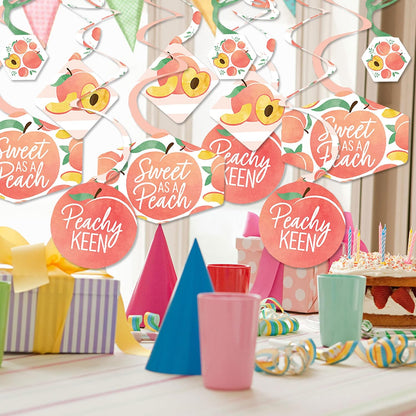 Sweet as a Peach - Fruit Themed Baby Shower or Birthday Party Hanging Decor - Party Decoration Swirls - Set of 40