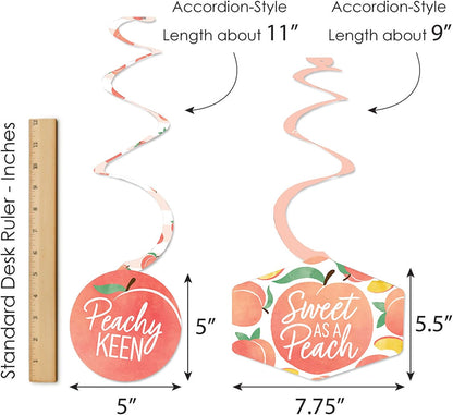 Sweet as a Peach - Fruit Themed Baby Shower or Birthday Party Hanging Decor - Party Decoration Swirls - Set of 40