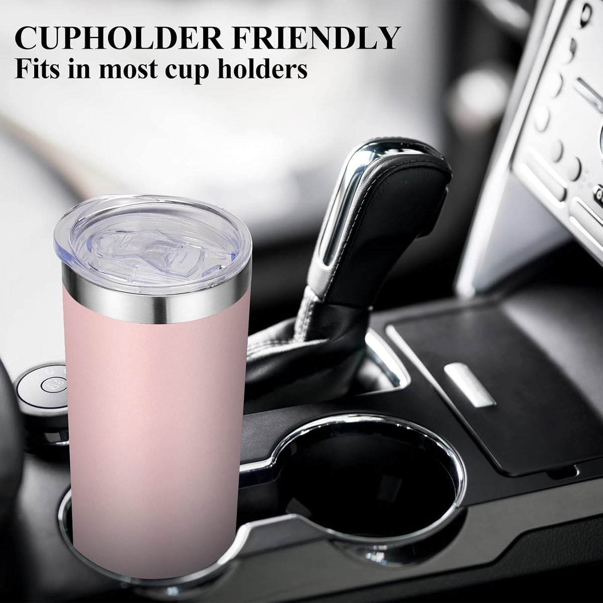 Stainless Steel Skinny Tumbler, 20 oz Vacuum Insulated Tumbler with Lid and Straw, Double Wall Coffee Cup, Travel Mug for Cold Hot Drinks, Light Pink 1 Pack