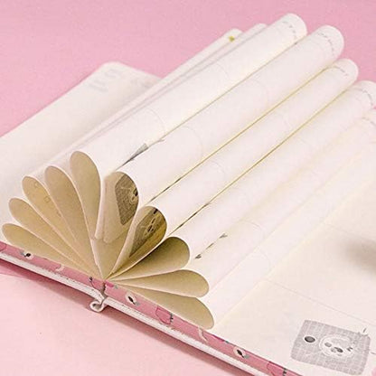 Student Cute Cartoon Fruit Pattern Notebook Leather Cover Journal Diary Notepad(Peach)