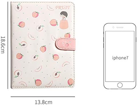 Student Cute Cartoon Fruit Pattern Notebook Leather Cover Journal Diary Notepad(Peach)