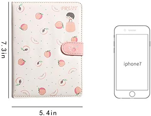 Student Cute Cartoon Fruit Pattern Notebook Leather Cover Journal Diary Notepad(Peach)