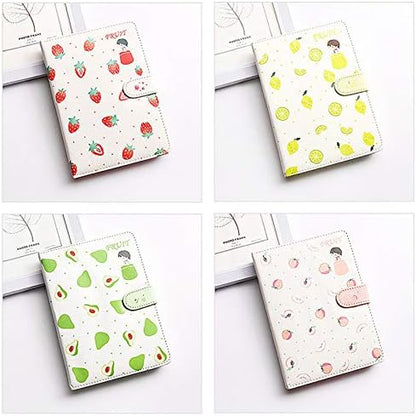 Student Cute Cartoon Fruit Pattern Notebook Leather Cover Journal Diary Notepad(Peach)