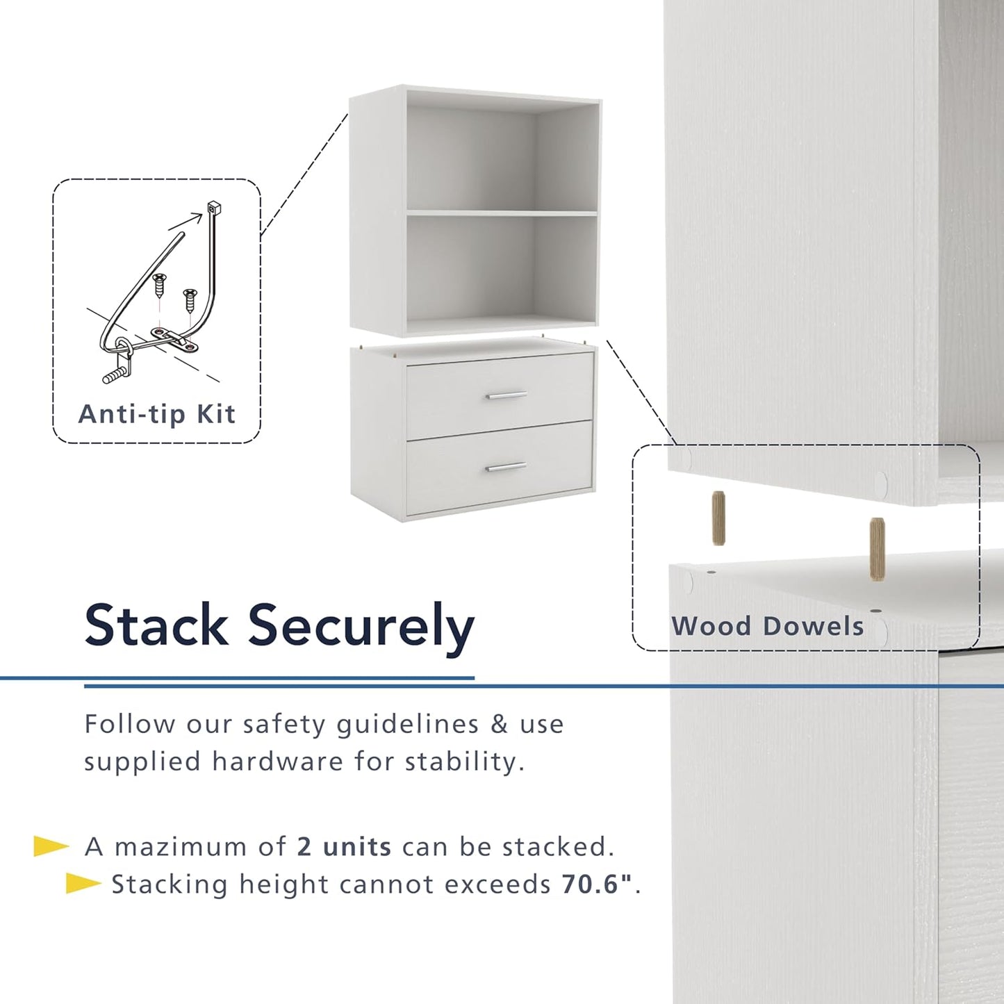 Apexa 2-Tier Cube Storage Organizer Shelves, Stackable Wood Bookcase Fits Cubby Bins for Organization, Dorm Teen Room Decor & Home Office, Light Pink