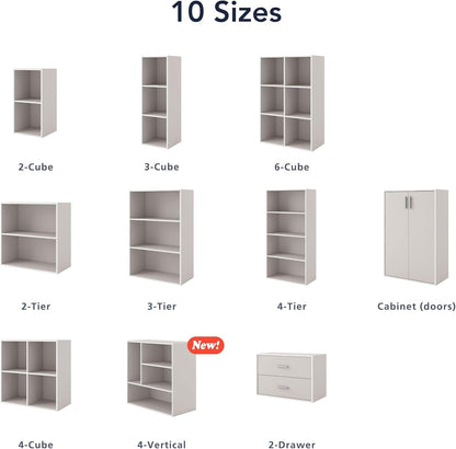 Apexa 2-Tier Cube Storage Organizer Shelves, Stackable Wood Bookcase Fits Cubby Bins for Organization, Dorm Teen Room Decor & Home Office, Light Pink