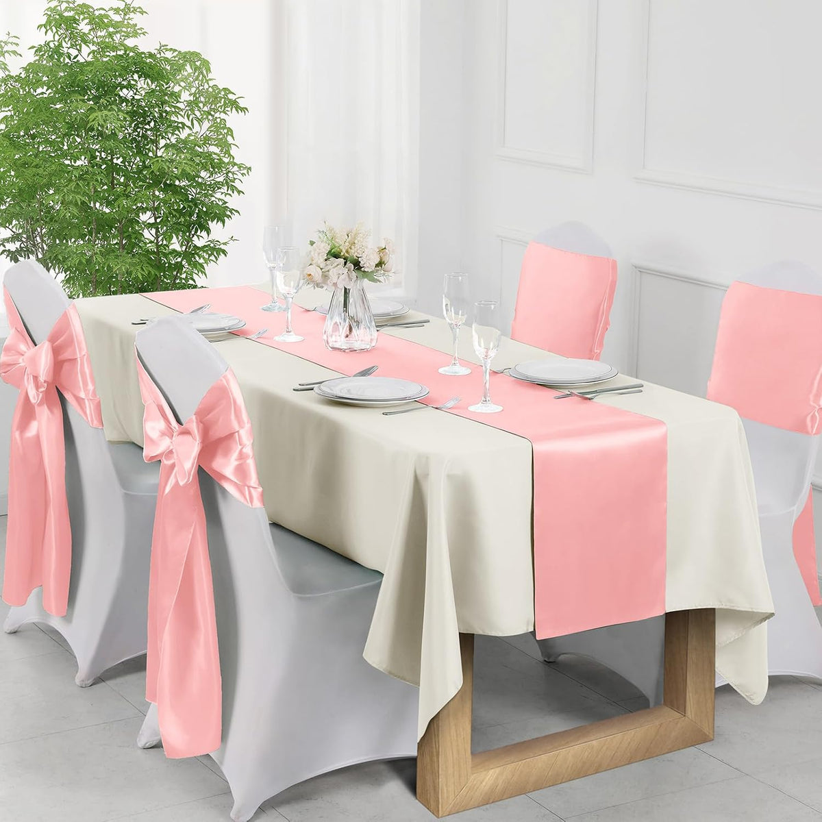 Blush Satin Table Runner 12x108 - 4 Pieces