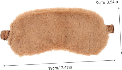 2pcs Plush Furry Eye Mask for Sleeping Soft Faux Fur Light Blocking Eye Covers for Travel Nap and Sleepover Cute Cartoon Design Pink Brown