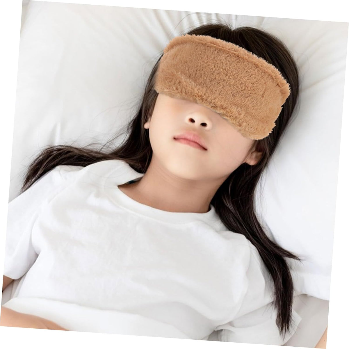 2pcs Plush Furry Eye Mask for Sleeping Soft Faux Fur Light Blocking Eye Covers for Travel Nap and Sleepover Cute Cartoon Design Pink Brown