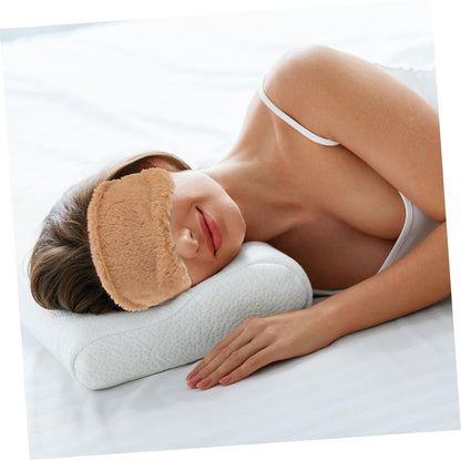 2pcs Plush Furry Eye Mask for Sleeping Soft Faux Fur Light Blocking Eye Covers for Travel Nap and Sleepover Cute Cartoon Design Pink Brown
