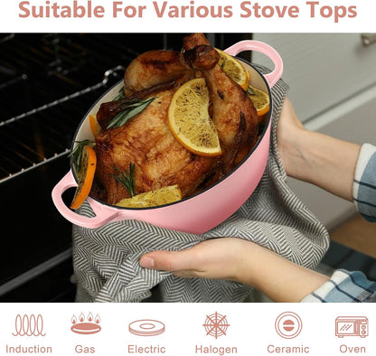 Oval Dutch Oven, 5qt Enameled Cast Iron Dutch Oven Pot with Lid