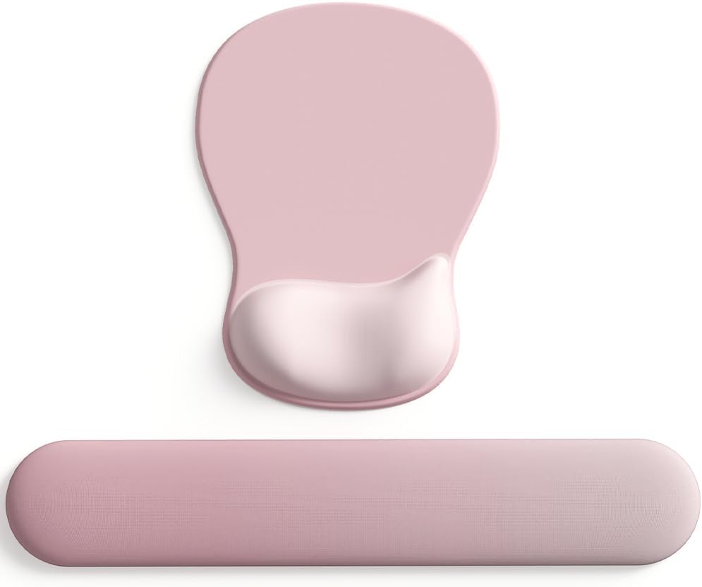 ErgoComfort Gel Wrist Rest Mouse Pad-Ergonomic Office Mousepad with Wrist Support-Non-Slip, Design Desk Accessories Mat for Home&Game Decor (09PinkSerenity Set)