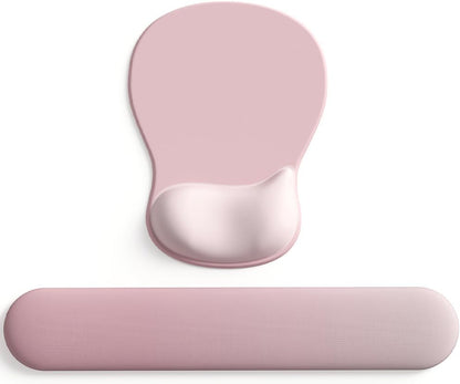 ErgoComfort Gel Wrist Rest Mouse Pad-Ergonomic Office Mousepad with Wrist Support-Non-Slip, Design Desk Accessories Mat for Home&Game Decor (09PinkSerenity Set)