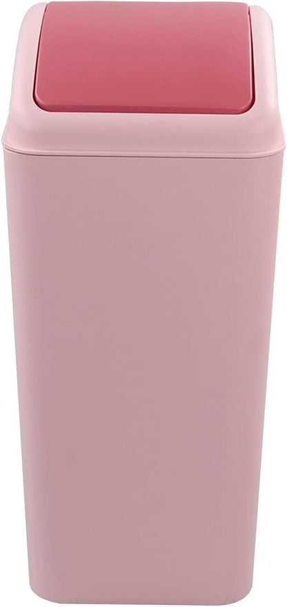 16L Plastic Trash Can with Swing Lid, Garbage Can for Kitchen, Office