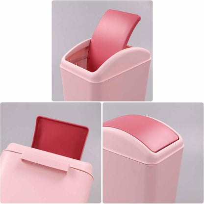 16L Plastic Trash Can with Swing Lid, Garbage Can for Kitchen, Office