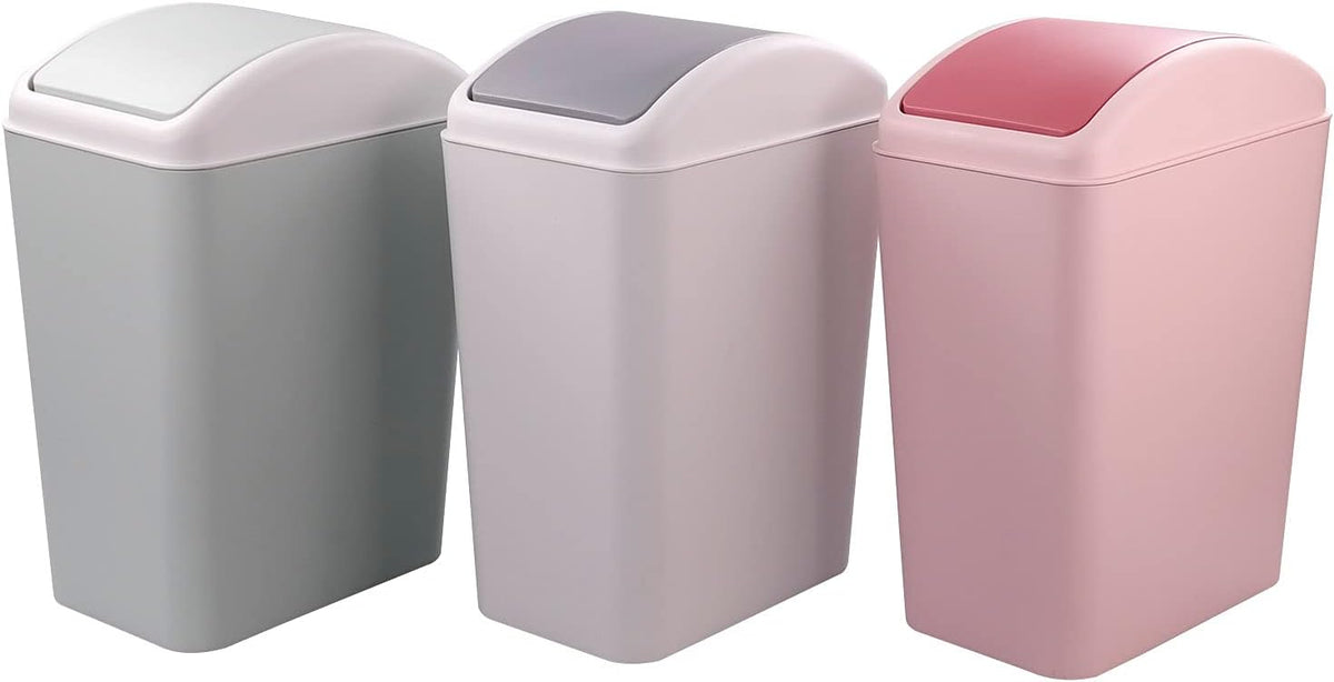 16L Plastic Trash Can with Swing Lid, Garbage Can for Kitchen, Office