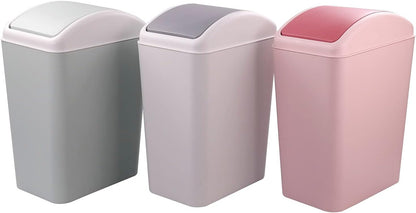 16L Plastic Trash Can with Swing Lid, Garbage Can for Kitchen, Office