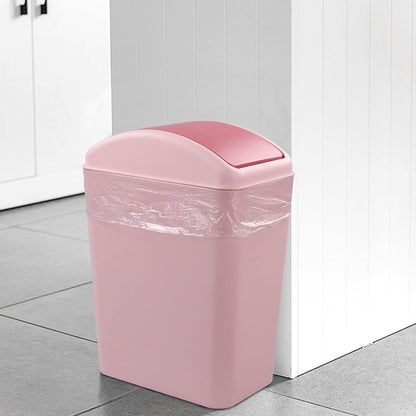 16L Plastic Trash Can with Swing Lid, Garbage Can for Kitchen, Office
