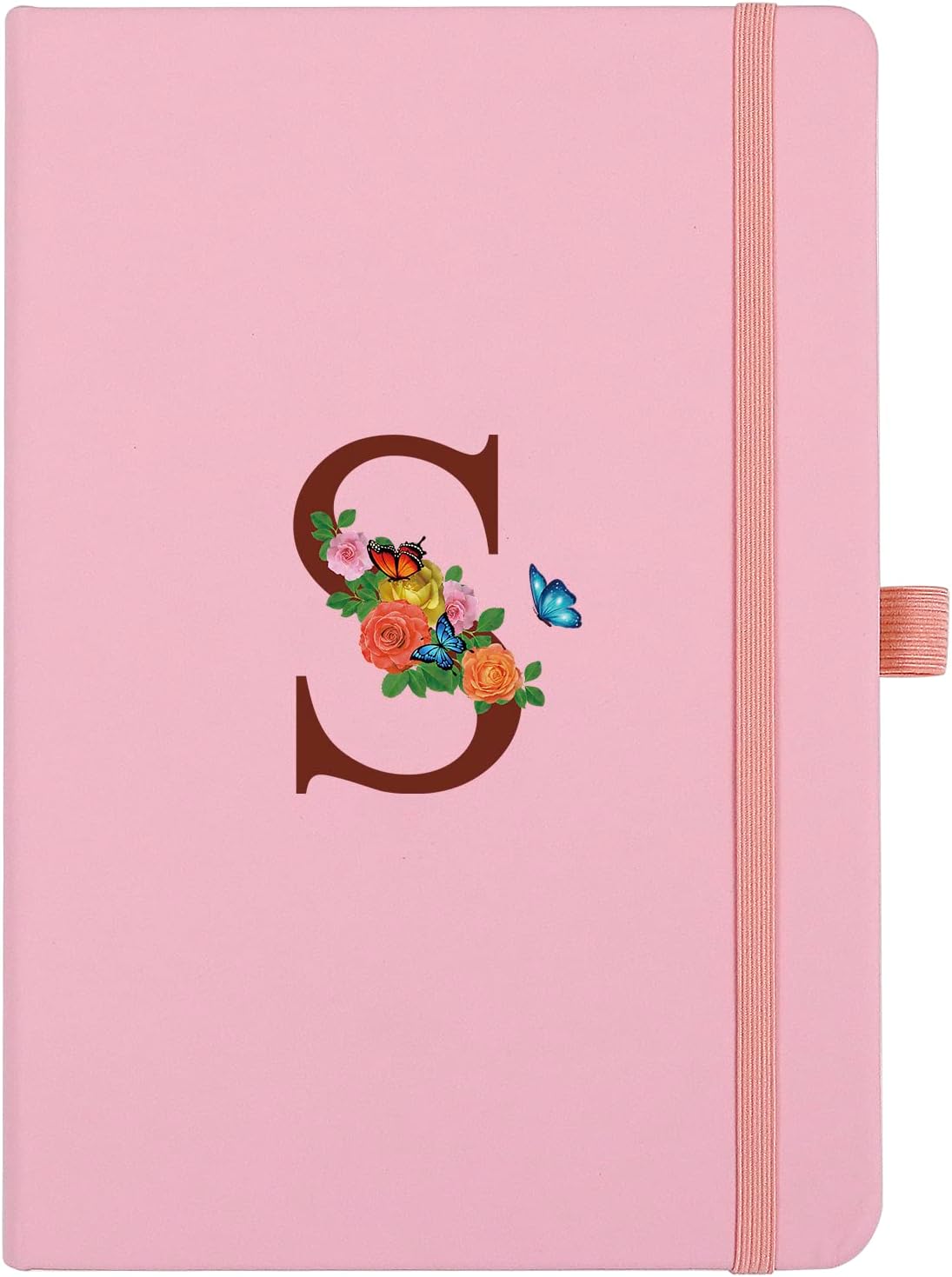 Pink Notebook for Women, 5.7"X8.3" A5 Journal Notebook with Letter S, Dual-Sided Writing Notebook with Dividers, Cute Leather Journal for Work, Business, School, Meetings, Travelers, Small Notebook