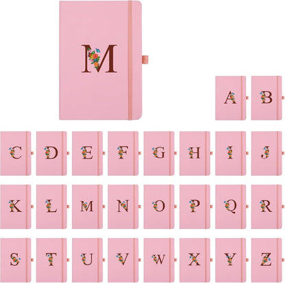 Pink Notebook for Women, 5.7"X8.3" A5 Journal Notebook with Letter S, Dual-Sided Writing Notebook with Dividers, Cute Leather Journal for Work, Business, School, Meetings, Travelers, Small Notebook