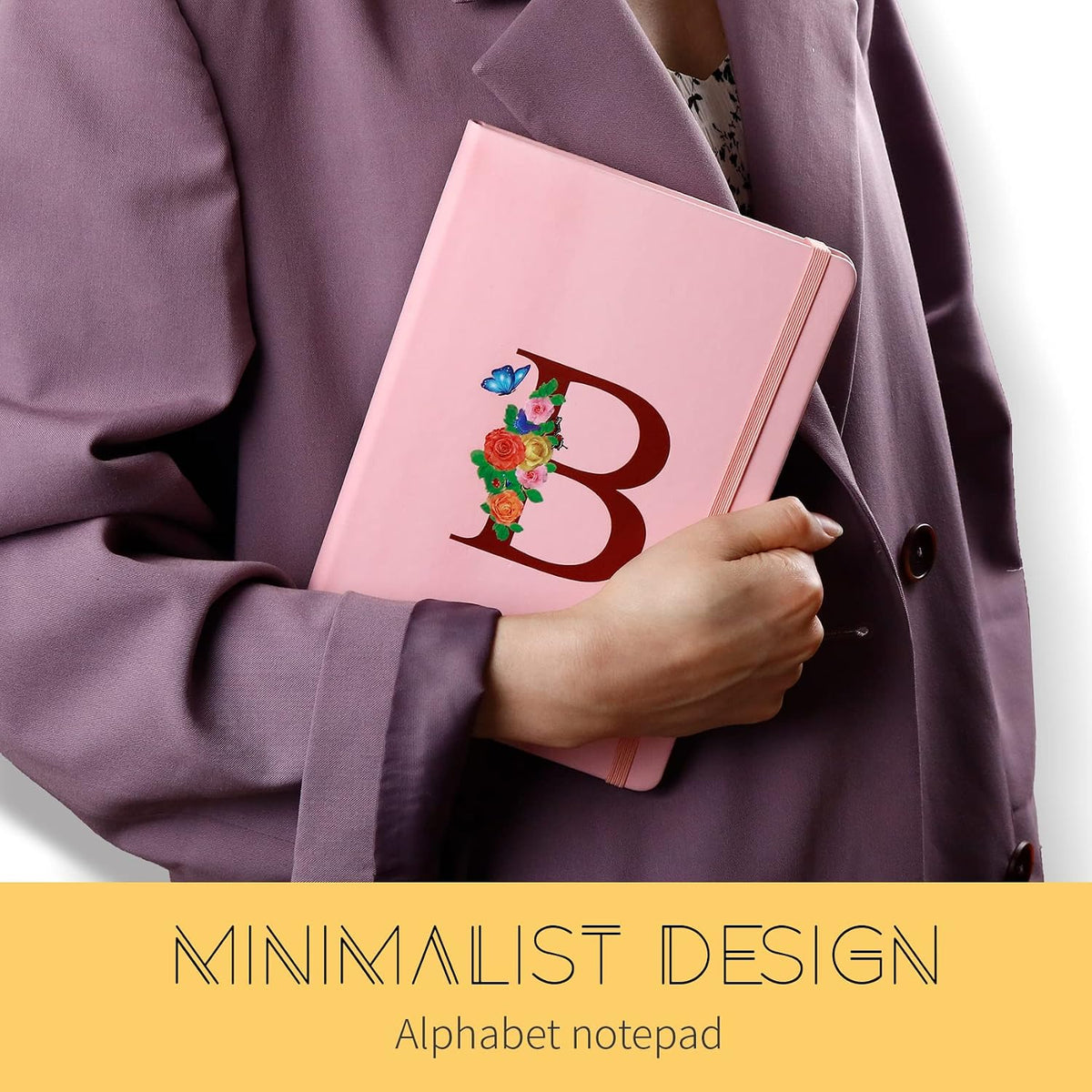 Pink Notebook for Women, 5.7"X8.3" A5 Journal Notebook with Letter S, Dual-Sided Writing Notebook with Dividers, Cute Leather Journal for Work, Business, School, Meetings, Travelers, Small Notebook