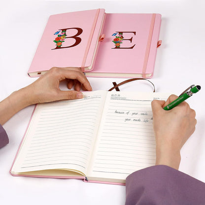 Pink Notebook for Women, 5.7"X8.3" A5 Journal Notebook with Letter S, Dual-Sided Writing Notebook with Dividers, Cute Leather Journal for Work, Business, School, Meetings, Travelers, Small Notebook