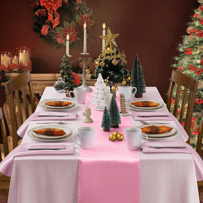Satin Table Runners, Pink, 12 x 72 Inches, 12 Pack
