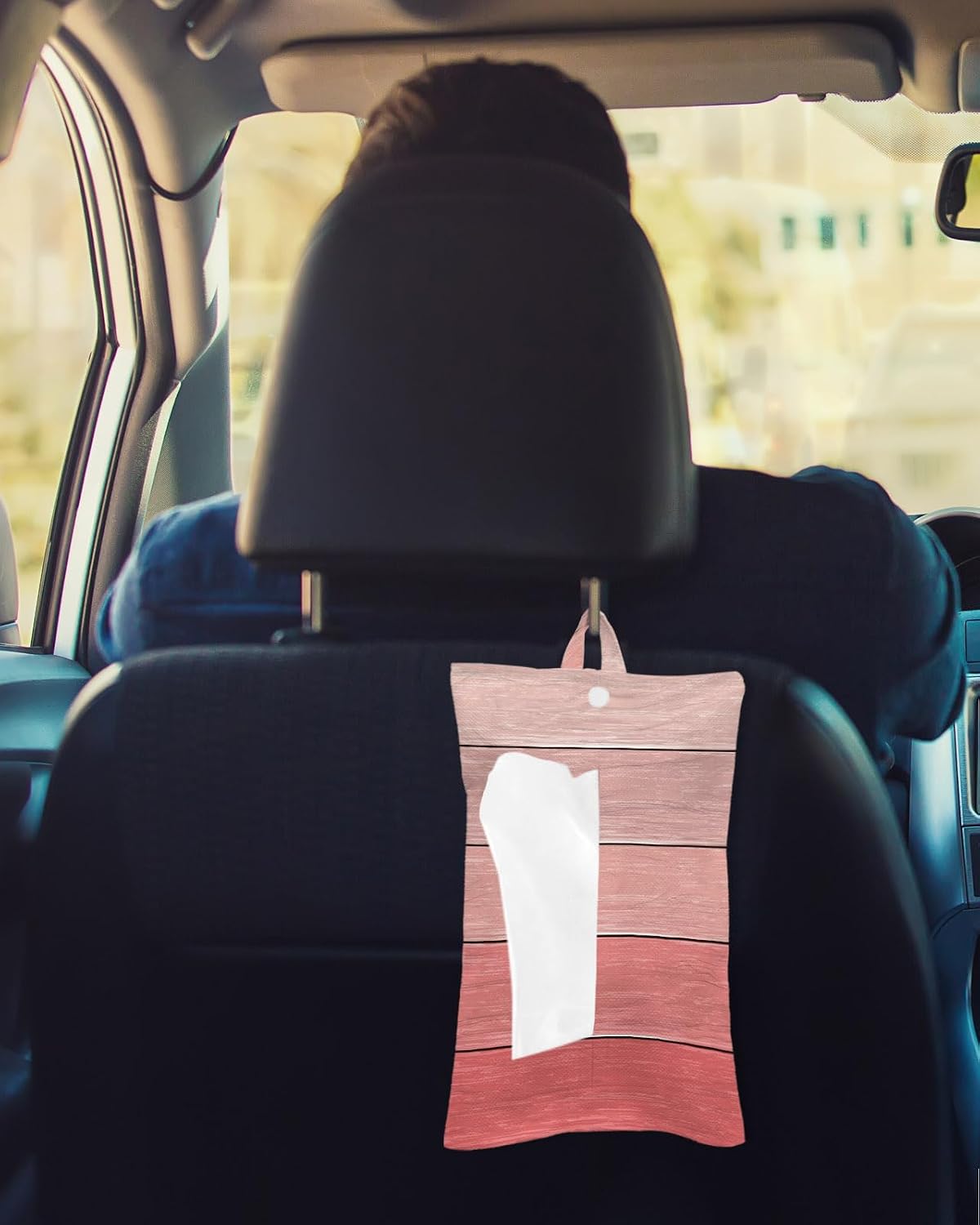 Tissues Box Cover Peach Pink Wood Grain Tissue Holder with Hanging Linen Organizer Dispenser Rustic Farmhouse Wooden Board Tissues Box Covers Rectangle for Bathroom Toilet Car Kitchen Tabletop 4 PCS