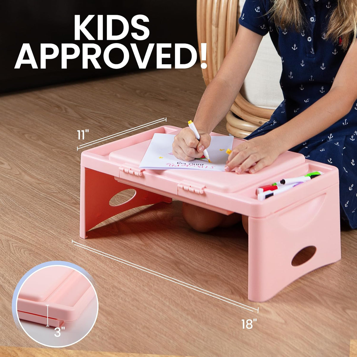 Lap Desk, Folding Desk, Portable Table, Blush, 9.75" x 12"