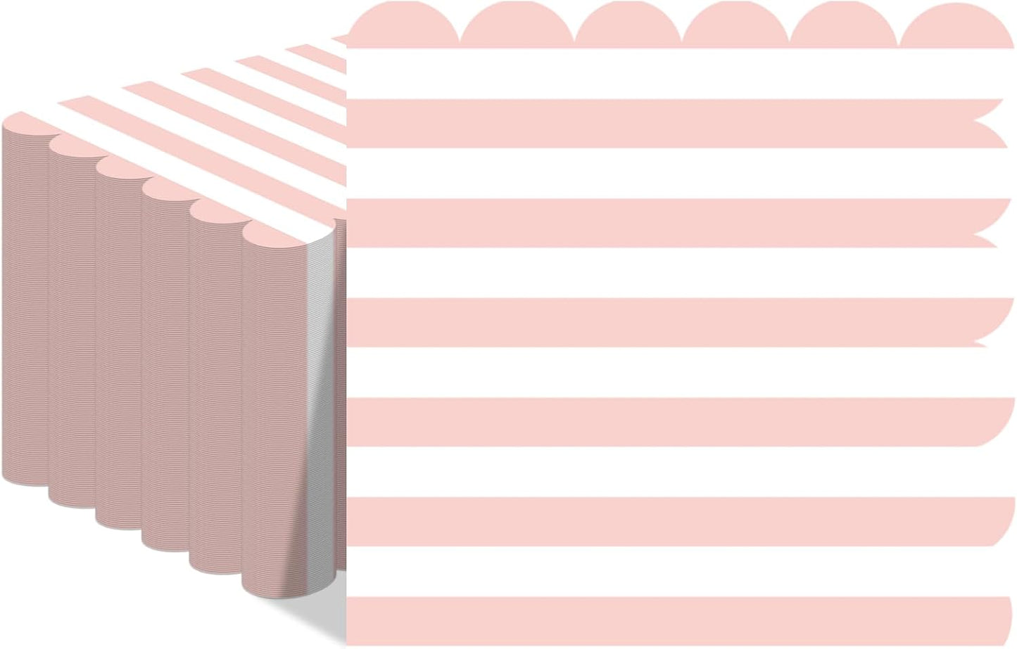 Epakh 100 Pcs Pink White Pastel Striped Cocktail Napkins with Wavy Edges Disposable Scalloped Beverage Napkins Bulk for Dinner Dessert Table Wedding Baby Bridal Shower Birthday 5 x 5 Inch
