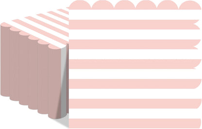 Epakh 100 Pcs Pink White Pastel Striped Cocktail Napkins with Wavy Edges Disposable Scalloped Beverage Napkins Bulk for Dinner Dessert Table Wedding Baby Bridal Shower Birthday 5 x 5 Inch