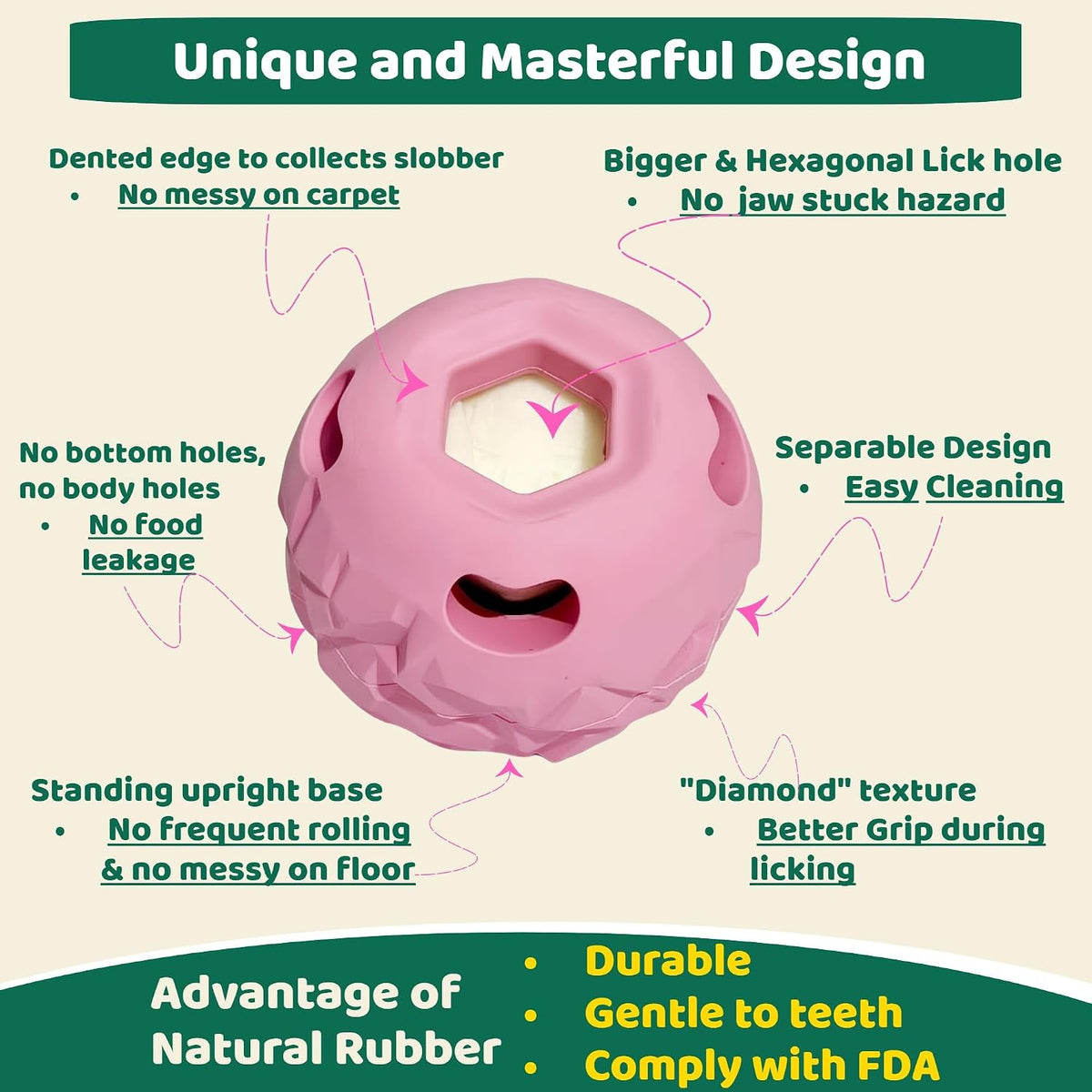 Large Pink Frozen Treat Ball, Interactive Anxiety Relief Puzzle Chew Toy