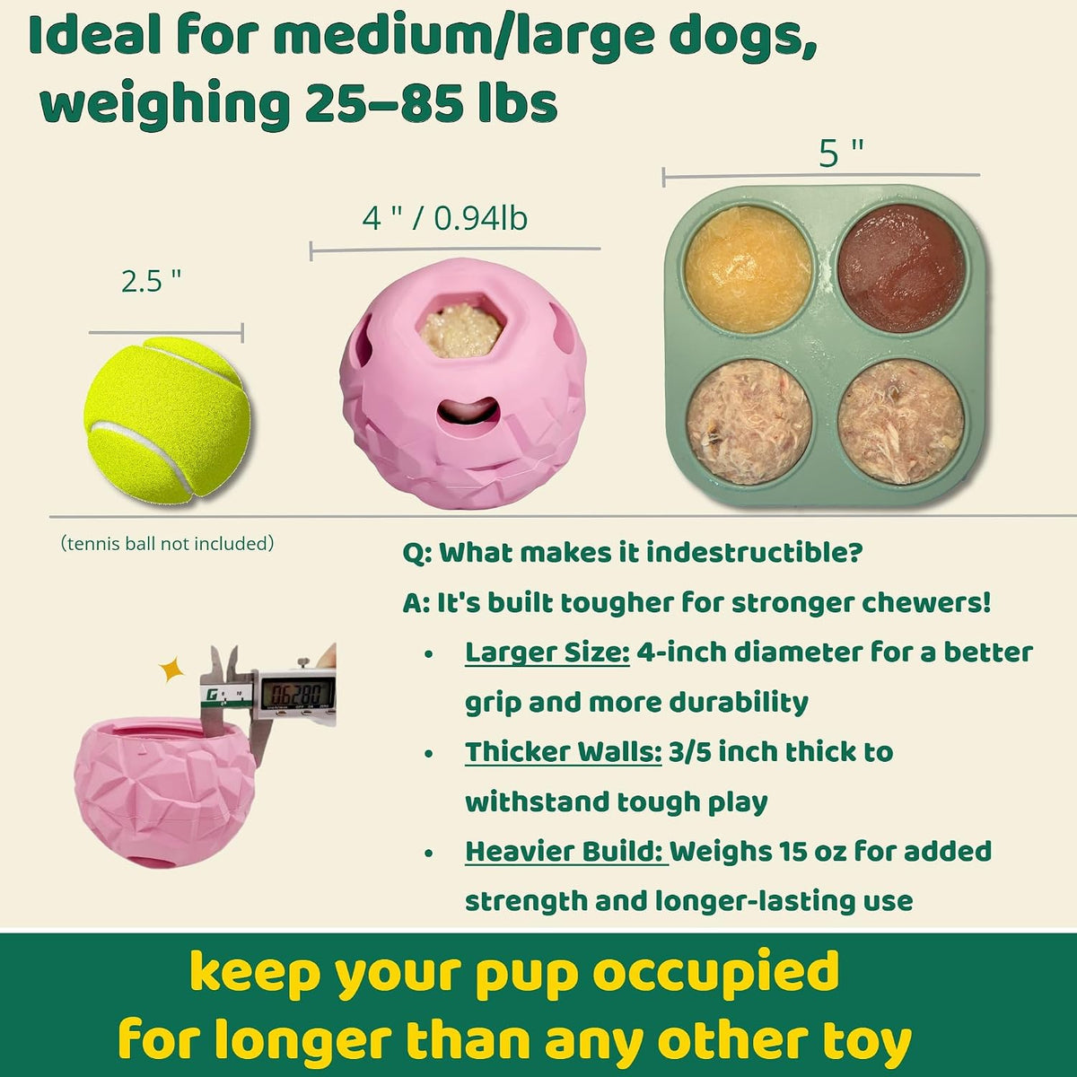 Large Pink Frozen Treat Ball, Interactive Anxiety Relief Puzzle Chew Toy