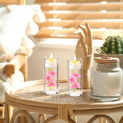 Artificial Flowers for Floating Candles Wedding Centerpiece Mini Orchid Flower Filler Vase Fillers for Wedding Dinning Table Party Home Restaurant Decoration (Pink, 12 PCS)