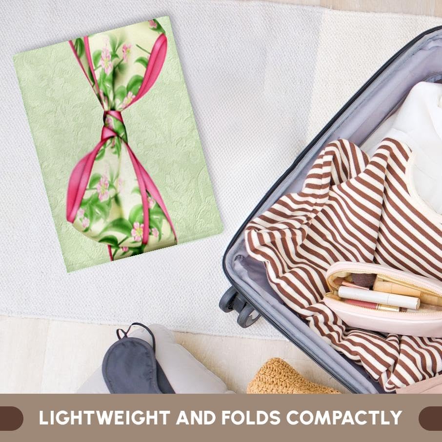 Green & Pink Floral Bow on Pastel Grunge 22x30 Bath Hand Pool Towel