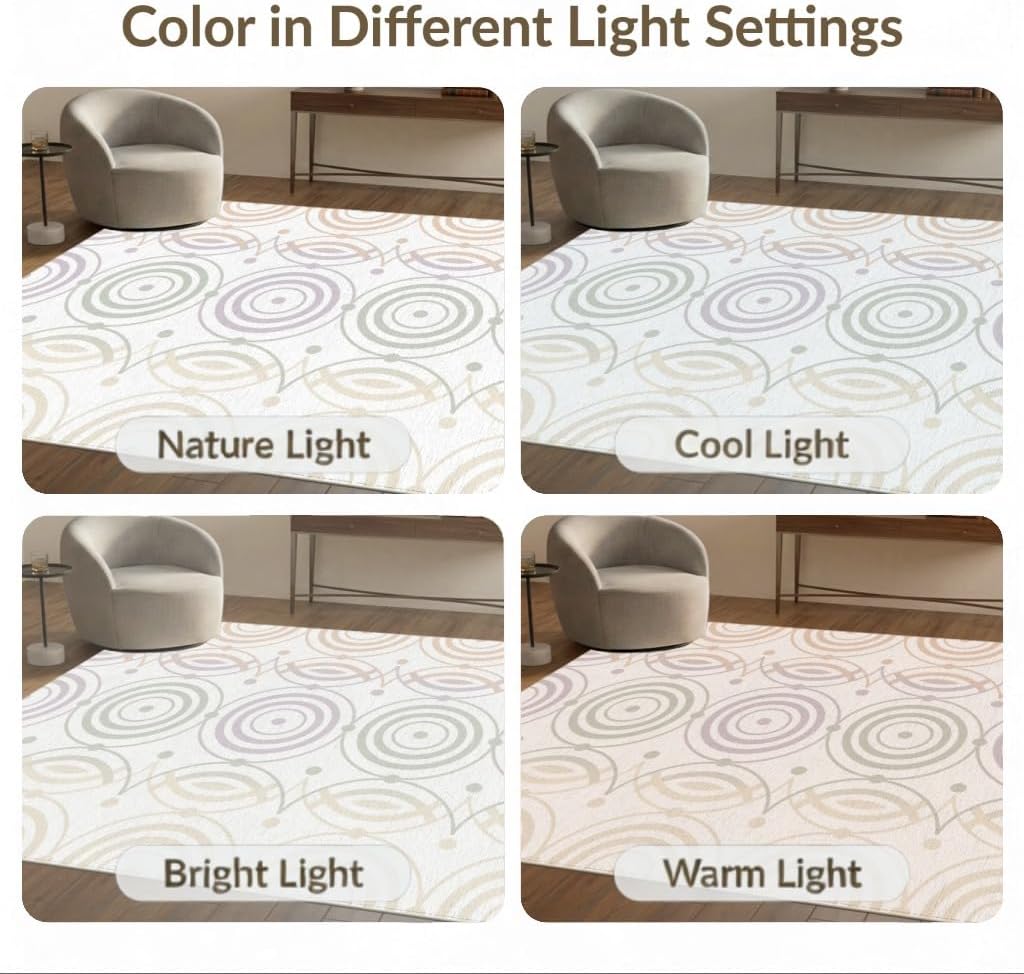 4'x6' Washable Modern Abstract Accent Rug, Peach Non-Shedding Small Carpet Pet Friendly & Non-Slip for Playroom, Bedroom, Reading Nook | Ref:1914387
