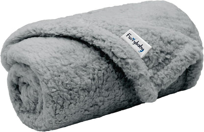 furrybaby Dog Blankets for Small Dogs, Puppy Small Fleece Blankets for Pets, Premium Cat Blanket, Sherpa Pet Blanket Washable for Pet Kitten Doggy (Grey, 24x32 in, S)