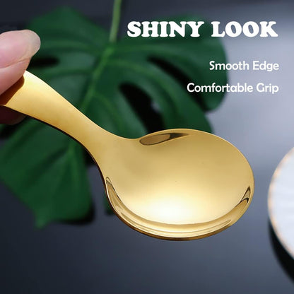 Stainless Steel Small Dessert Spoons - 6 Piece Set - Perfect for Jam, Sugar, Ice Cream & Cake - Cute & Tiny