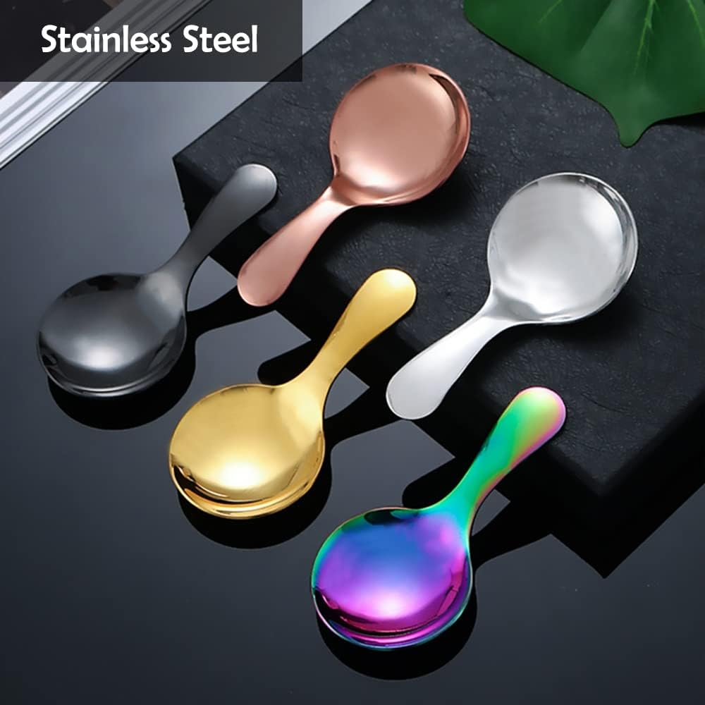 Stainless Steel Small Dessert Spoons - 6 Piece Set - Perfect for Jam, Sugar, Ice Cream & Cake - Cute & Tiny