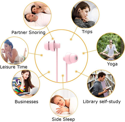 Pink Wired Sleep Earphone Soundproof Earbuds Headphones