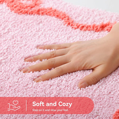 Pink Bow Bathroom Rugs, Cute Bow Bath Mat, 32 * 20 Inch