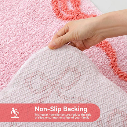 Pink Bow Bathroom Rugs, Cute Bow Bath Mat, 32 * 20 Inch