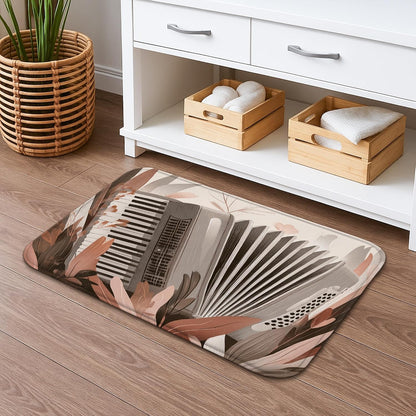 Elegant Floral Quick Dry Bath Mat, Modern Blush Peach Leaves Absorbent Non Slip Shower Mat, Spring Decorative Flannel Washable Bath Rugs for Bathroom Toilet Restroom 20x32 Inch