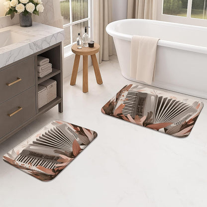 Elegant Floral Quick Dry Bath Mat, Modern Blush Peach Leaves Absorbent Non Slip Shower Mat, Spring Decorative Flannel Washable Bath Rugs for Bathroom Toilet Restroom 20x32 Inch