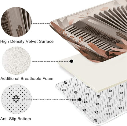 Elegant Floral Quick Dry Bath Mat, Modern Blush Peach Leaves Absorbent Non Slip Shower Mat, Spring Decorative Flannel Washable Bath Rugs for Bathroom Toilet Restroom 20x32 Inch