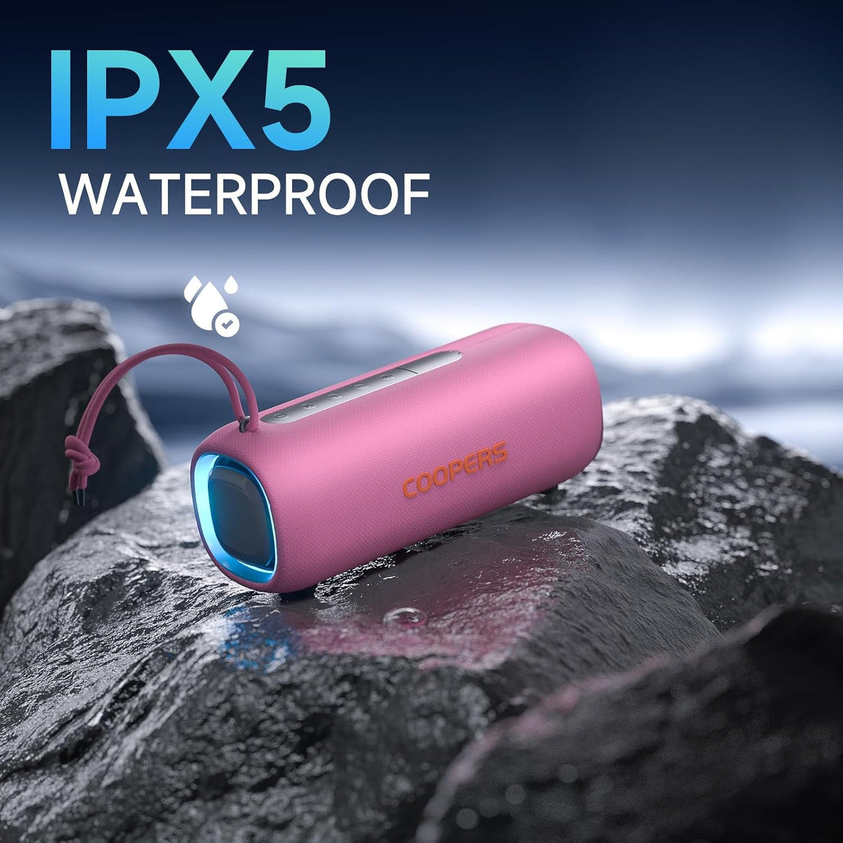 Portable Bluetooth Speaker, Wireless Bluetooth Speaker with Clear Loud Stereo Sound, IPX5 Waterproof Speakers with RGB Lights, BT5.3, Long Playtime, TWS Pairing for Home Outdoor Party Beach Travel