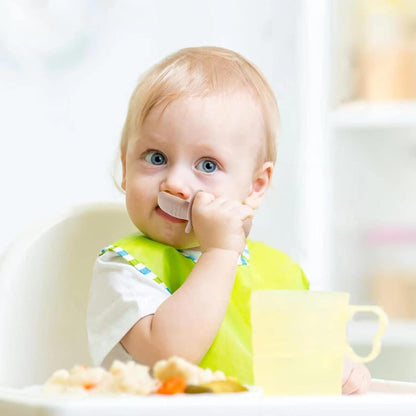 6 Pack Silicone Baby Spoons and Fork Feeding Set- Anti-Choke First Self Feeding Utensils for Baby Led Weaning Ages 3 Months (Pink, Green&Linen)
