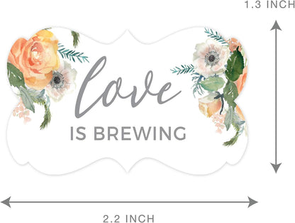 Peach Coral Floral Garden Party Wedding Collection, Cupcake Topper DIY Party Favors Kit, Fancy Frame Shape, 18-Pack