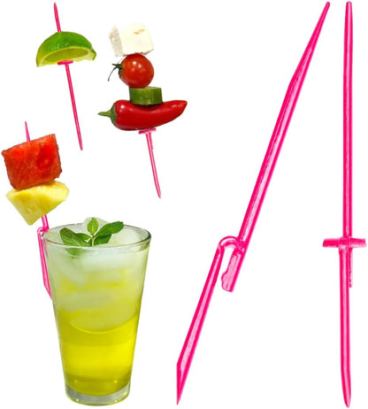 Garnishmate Clip On Garnish Holder Pick Cocktail Accessory for Entertaining Drinks and Charcuterie Boards for Home Bar Cart or Bartender Kit for Cocktails Accessories (NEON PINK, 30 PACK)
