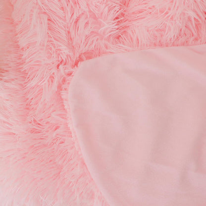 Extra Soft Faux Fur Throw Blanket 50"x60" - Reversible Fluffy Shaggy Double Layer Plush for Couch Sofa Bed, Solid Fuzzy Long Hair Microfiber Comfy Decorative Cozy, Pink