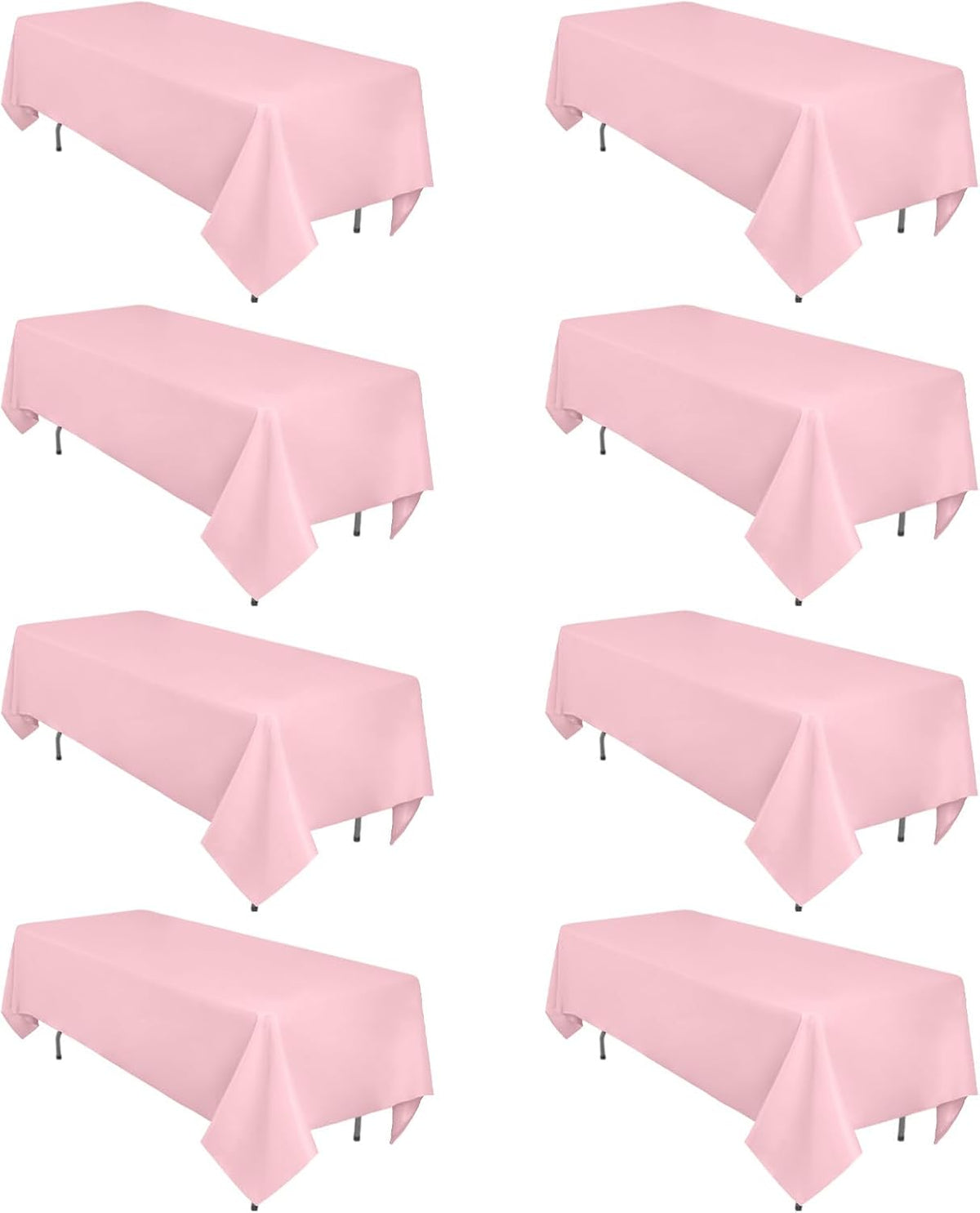 8 Pack Pink Tablecloth Rectangle 60 x 126 Inch for 8 Foot Tables